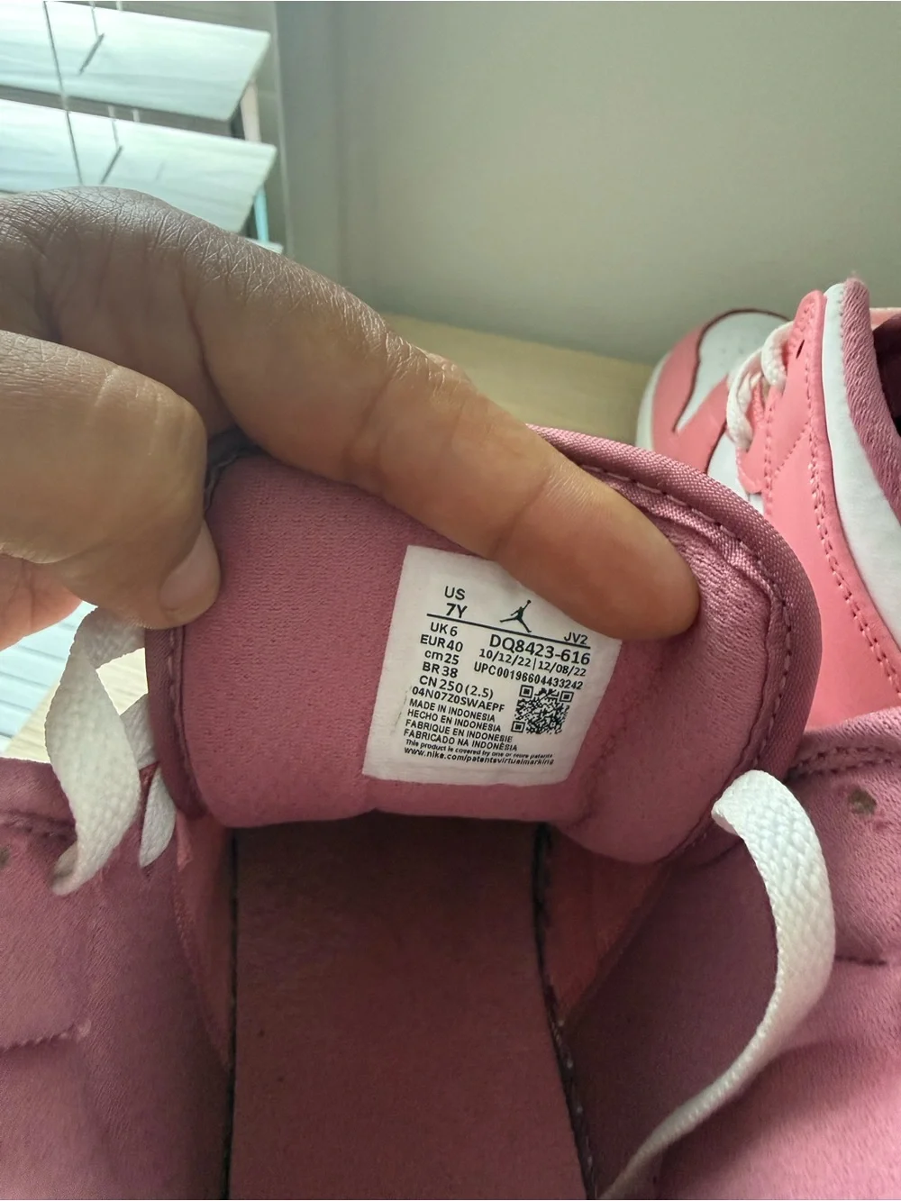 Jordan Kids White and Pink High-Top Sneakers